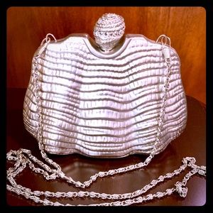 Sasha Silver Clamshell Dress Bag